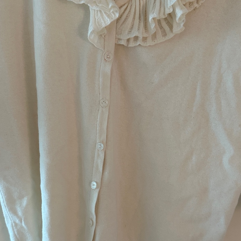 Talbots Cream Ruffle Cardigan - Picture 4 of 4